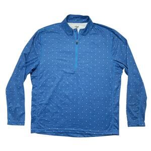 1764 Blue Arrow Print 1/2 Zip Long Sleeve Collared Shirt Size Large Mens Golf